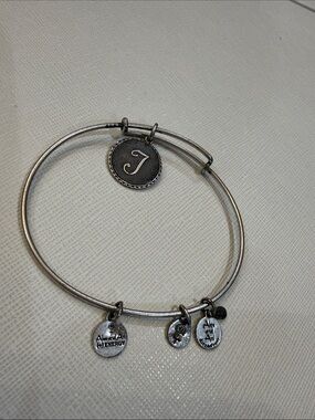 Initial T Silver-Tone Charm Bangle Bracelet by Alex and Ani